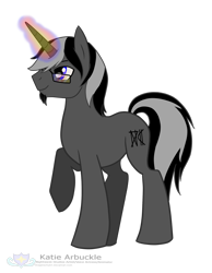 Size: 1825x2353 | Tagged: safe, artist:stagetechyart, oc, oc only, oc:silent dawn, species:pony, species:unicorn, beard, facial hair, glasses, glowing horn, horn, looking up, magic, male, simple background, solo, transparent background, unicorn oc
