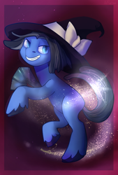 Size: 1378x2039 | Tagged: safe, artist:arfaise, oc, oc only, oc:why, clothing, hat, prosthetic limb, rule 63, solo, witch hat