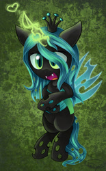 Size: 1156x1862 | Tagged: safe, artist:greyamoon, artist:lunabubble-ede96, character:queen chrysalis, species:pony, bipedal, collaboration, female, magic, open mouth, solo