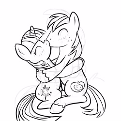 Size: 5000x5000 | Tagged: safe, artist:angelwing314, character:big mcintosh, character:twilight sparkle, species:earth pony, species:pony, ship:twimac, absurd resolution, hug, kissing, male, monochrome, shipping, sketch, stallion, straight