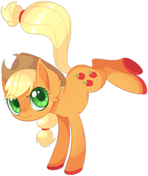 Size: 835x995 | Tagged: safe, artist:uncertainstardust, character:applejack, bucking, female, simple background, solo, transparent background