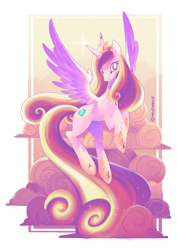 Size: 2480x3508 | Tagged: safe, artist:starrypon, character:princess cadance, species:alicorn, species:pony, cloud, female, flying, solo, wings
