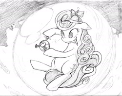 Size: 2151x1700 | Tagged: safe, artist:zaiyaki, character:screwball, species:earth pony, species:pony, baseball, clothing, crossover, female, hat, magnemite, mare, perfect combination, pokémon, propeller hat, screw, screwball puts screws in your balls, sketch, solo, swirly eyes