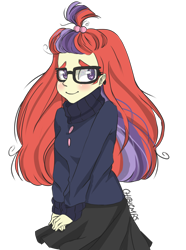 Size: 4084x5500 | Tagged: safe, artist:chibicmps, character:moondancer, episode:amending fences, g4, my little pony: friendship is magic, my little pony:equestria girls, absurd resolution, adorkable, blushing, clothing, cute, dancerbetes, dork, equestria girls-ified, female, heart eyes, skirt, solo, sweater, wingding eyes
