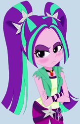 Size: 600x925 | Tagged: safe, artist:chibicmps, character:aria blaze, my little pony:equestria girls, blushing, female, gem, looking at you, pigtails, resting bitch face, siren gem, solo, tsundaria, tsundere, twintails