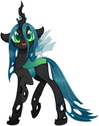 Size: 882x1126 | Tagged: safe, artist:uncertainstardust, character:queen chrysalis, species:changeling, changeling queen, cute, cutealis, female, raised hoof, solo