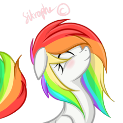 Size: 1000x1000 | Tagged: safe, artist:sitrophe, oc, oc only, blushing, rainbow hair, simple background, solo, transparent background