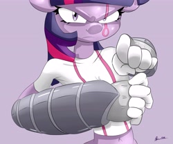 Size: 6000x5000 | Tagged: safe, artist:thederpyenthusiast, character:twilight sparkle, species:anthro, absurd resolution, angry, clothing, female, fighter, fighting stance, fist, gauntlet, gloves, shirt, solo