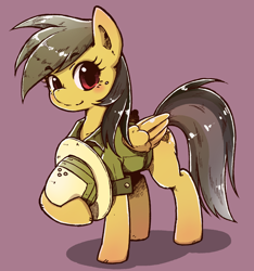 Size: 1500x1600 | Tagged: safe, artist:nazonazopowerfu, character:daring do, species:pegasus, species:pony, blushing, clothing, cute, daring dorable, female, hat, holding hat, looking at you, pixiv, smiling, solo, wrong eye color