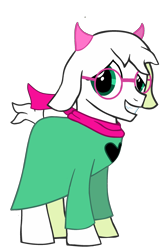 Size: 1700x2600 | Tagged: safe, artist:maxter-advance, species:goat, species:pony, spoiler:deltarune, spoilers for another series, clothing, cute, deltarune, fluffy boi, glasses, ponified, ralsei, scarf