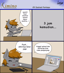 Size: 2753x3167 | Tagged: safe, artist:kiminofreewings, oc, oc:kimino, species:pegasus, species:pony, comedy, comic, comic strip, computer, cute, indonesia, male, paint tool sai, ponified, solo