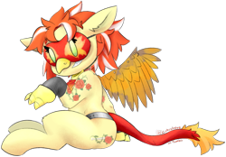 Size: 905x629 | Tagged: safe, artist:cokesleeve, oc, oc:red ink, species:griffon, clothing, costume, grin, simple background, smiling, solo, transparent background