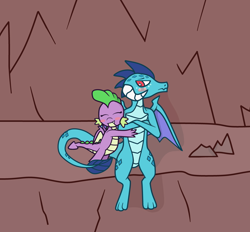 Size: 4200x3900 | Tagged: safe, artist:maxter-advance, character:barb, character:princess ember, character:spike, species:dragon, ship:emberspike, barbash, blushing, dragoness, female, hug, male, prince ash, rule 63, shipping, straight, winged spike