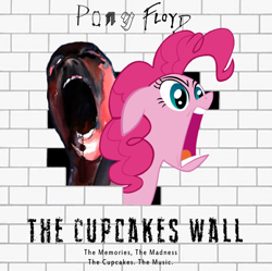 Size: 600x597 | Tagged: safe, artist:fboss90, artist:mindlessgonzo, artist:spaceponies, character:pinkie pie, species:earth pony, species:pony, album cover, female, open mouth, pink floyd, pony floyd, solo, the wall