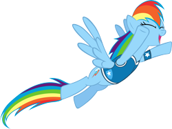 Size: 6198x4640 | Tagged: safe, artist:pangbot, character:rainbow dash, species:pegasus, species:pony, episode:winter wrap up, g4, my little pony: friendship is magic, .svg available, clothing, cute, dashabetes, eyes closed, female, flying, happy, mare, open mouth, simple background, smiling, solo, transparent background, vector, vest, wings, winter wrap up vest