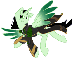 Size: 903x728 | Tagged: safe, alternate version, artist:spqr21, base used, species:alicorn, species:pony, fanfic:we remember everything, clothing, crossover, fanfic art, loki, male, ponified, simple background, smiling, smirk, solo, stallion, transparent background