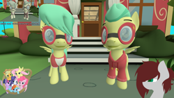Size: 3840x2160 | Tagged: safe, artist:empireoftime, character:barley barrel, character:pickle barrel, species:pony, friendship is magic: rainbow roadtrip, g4, my little pony: friendship is magic, 3d, barrel twins, brother and sister, colt, downloadable, female, filly, goggles, male, siblings, source filmmaker, twins