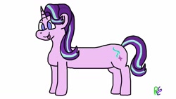 Size: 1366x768 | Tagged: safe, artist:raulixevergreen, character:starlight glimmer, species:pony, species:unicorn, female, long glimmer, long pony, meme, solo, tongue out