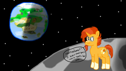 Size: 1366x768 | Tagged: safe, artist:raulixevergreen, character:sunburst, species:pony, species:unicorn, angry, equestria, glasses, magic, male, moon, space, stallion, text