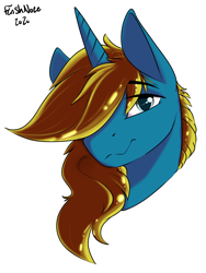 Size: 1216x1616 | Tagged: safe, artist:flashnoteart, oc, oc:flash note, species:pony, species:unicorn, g4, bust, colored, male, solo