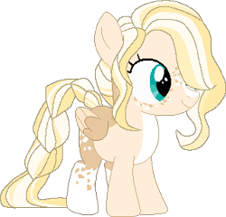 Size: 321x308 | Tagged: safe, artist:klawiee, artist:selenaede, base used, oc, oc:buttercup, parent:big macintosh, parent:fluttershy, parents:fluttermac, species:pegasus, species:pony, g4, blank flank, female, filly, freckles, hair over one eye, offspring, pegasus oc, simple background, solo, transparent background, wings