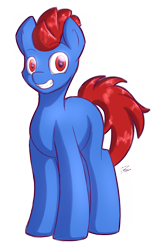Size: 1372x2130 | Tagged: safe, artist:eisky, oc, species:earth pony, species:pony, g4, grin, looking at you, simple background, smiling, solo, spiky mane, standing, transparent background