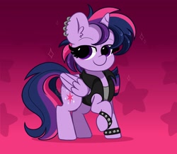 Size: 4096x3578 | Tagged: safe, artist:kittyrosie, character:twilight sparkle, character:twilight sparkle (alicorn), species:alicorn, species:pony, g4, cute, ear piercing, punk, punklight sparkle, solo