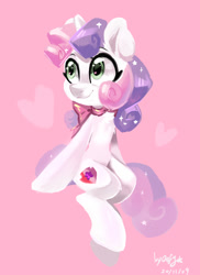 Size: 936x1285 | Tagged: safe, artist:oofycolorful, character:sweetie belle, species:pony, species:unicorn, g4, cute, neckerchief, sitting, solo, sparkles