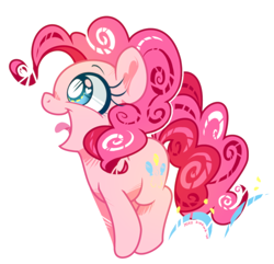 Size: 858x828 | Tagged: safe, artist:yokokinawa, character:pinkie pie, species:earth pony, species:pony, g4, bouncing, chibi, cute, looking up, open mouth, pronking, small, solo