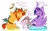 Size: 4096x2499 | Tagged: safe, artist:chub-wub, character:princess flurry heart, character:sunburst, character:twilight sparkle, character:twilight sparkle (alicorn), species:alicorn, species:pony, species:unicorn, g4, cape, cardboard armor, cardboard sword, clothing, cute, dialogue, hat, pillow, princess hat, trio