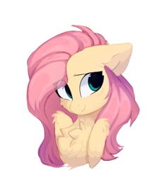 Size: 971x1076 | Tagged: safe, artist:little-sketches, character:fluttershy, species:pegasus, species:pony, g4, bust, fluffy, looking sideways, solo, white background