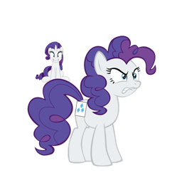 Size: 1280x1325 | Tagged: safe, artist:jeatz-axl, artist:mrkat7214, artist:philiptomkins, artist:s-class-destroyer, character:pinkie pie, character:rarity, species:earth pony, species:pony, g4, angry, color edit, grin, pinkie pie is not amused, rage, rage face, smug, two toned mane, vector, vector edit
