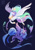 Size: 2550x3651 | Tagged: safe, artist:stasya sher, artist:stasya_sher, character:princess celestia, character:princess luna, species:alicorn, species:pony, g4, blue background, clothing, colored pupils, crown, duo, female, high res, hoof shoes, jewelry, looking at each other, mare, necklace, peytral, profile, regalia, royal sisters, shoes, siblings, simple background, sisters, spread wings, three quarter view, wings