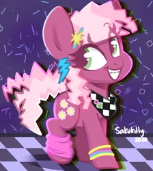 Size: 2080x2321 | Tagged: safe, artist:sakukitty, character:cheerilee, species:earth pony, species:pony, g4, 80s cheerilee, smiling, solo
