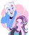 Size: 1004x1223 | Tagged: safe, artist:dengdengbobo, character:starlight glimmer, character:trixie, species:eqg human, ship:startrix, g4, cat ears, simple background