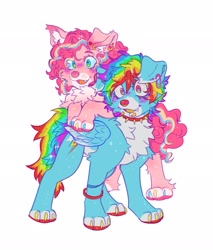 Size: 1745x2048 | Tagged: safe, artist:cl0wniac, character:pinkie pie, character:rainbow dash, species:dog, g4, puppy, species swap, tongue out