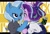 Size: 1920x1300 | Tagged: safe, artist:potetecyu_to, character:starlight glimmer, character:trixie, species:anthro, ship:startrix, g4, clothing, energy drink, hoof on cheek, jacket, looking at each other, looking into each others eyes, shirt, sweater