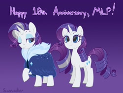 Size: 3908x2980 | Tagged: safe, artist:sunseekersky, character:rarity, species:pony, species:unicorn, g4, anniversary, older rarity, simple background, solo