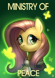 Size: 1600x2263 | Tagged: safe, artist:jedayskayvoker, character:fluttershy, species:pegasus, species:pony, fanfic:fallout: equestria, g4, clothing, fanfic art, ministry mares, ministry of peace, poster, solo