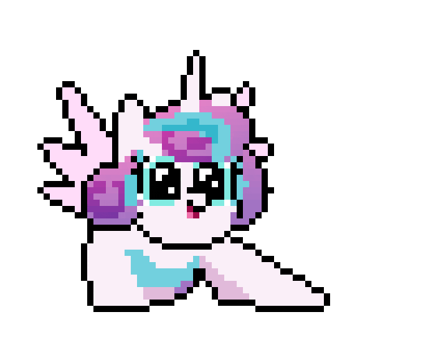 Size: 630x486 | Tagged: safe, artist:2snacks, character:princess flurry heart, species:alicorn, species:pony, g4, animated, baby, baby pony, diaper, filly, get stick bugged lol, gif, pixel art, smiling, young