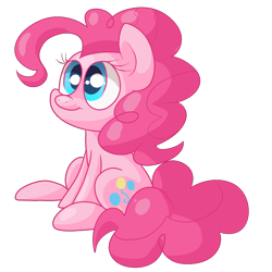 Size: 1200x1200 | Tagged: safe, artist:zoiby, character:pinkie pie, species:earth pony, species:pony, g4, chibi, female, mare, simple background, sitting, smiling, solo, tail, transparent background