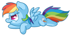 Size: 1500x700 | Tagged: safe, artist:zoiby, character:rainbow dash, species:pegasus, species:pony, g4, chibi, feathered wings, feathers, female, flying, mare, signature, simple background, smiling, solo, spread wings, tail, transparent background, wings