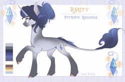 Size: 1080x709 | Tagged: safe, artist:petrinoxx, character:rarity, species:pony, species:unicorn, g4, different cutie mark, glasses, redesign, solo