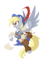 Size: 750x1200 | Tagged: safe, artist:l8lhh8086, character:derpy hooves, species:pegasus, species:pony, g4, armor, mail, mailbag, musketeer, solo
