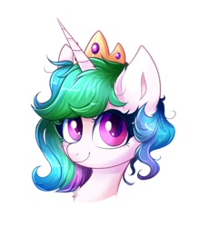 Size: 1053x1200 | Tagged: safe, artist:confetticakez, character:princess celestia, species:alicorn, species:pony, g4, alternate hairstyle, crown, smiling, solo