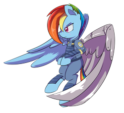 Size: 2505x2289 | Tagged: safe, artist:dusthiel, character:rainbow dash, species:pegasus, species:pony, episode:the cutie re-mark, g4, my little pony: friendship is magic, alternate hairstyle, crystal war timeline, prosthetic, prosthetic wing, scar, solo