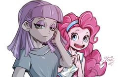 Size: 1000x625 | Tagged: safe, artist:babtyu, character:maud pie, character:pinkie pie, species:eqg human, g4, my little pony:equestria girls, duo, sisters