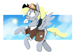 Size: 1200x844 | Tagged: safe, artist:cassettepunk, character:derpy hooves, species:pegasus, species:pony, g4, clothing, hat, letter, mail, mailbag, solo