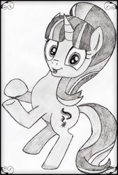 Size: 1650x2436 | Tagged: safe, artist:zeronitroman, character:starlight glimmer, species:pony, species:unicorn, g4, black and white, female, grayscale, mare, monochrome, simple background, solo, traditional art, white background