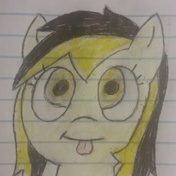 Size: 1283x1283 | Tagged: safe, oc, oc only, oc:leslie fair, g4, /mlpol/, anarcho-capitalism, blep, cute, lined paper, silly, solo, tongue out, traditional art